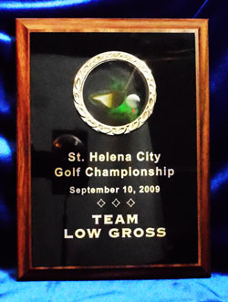 A laser engraved plaque